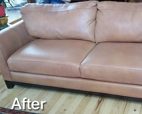 Tan Leather Couch After Restoration